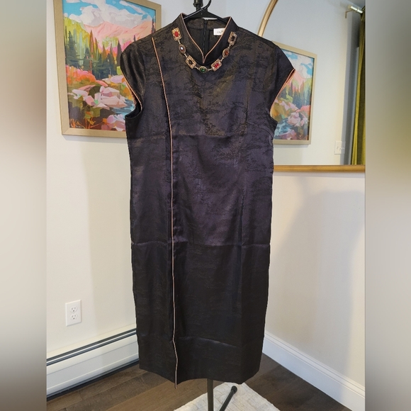 Faeriesty Dresses & Skirts - NWOT Faereisty Black Chinese Midi Dress Size XL